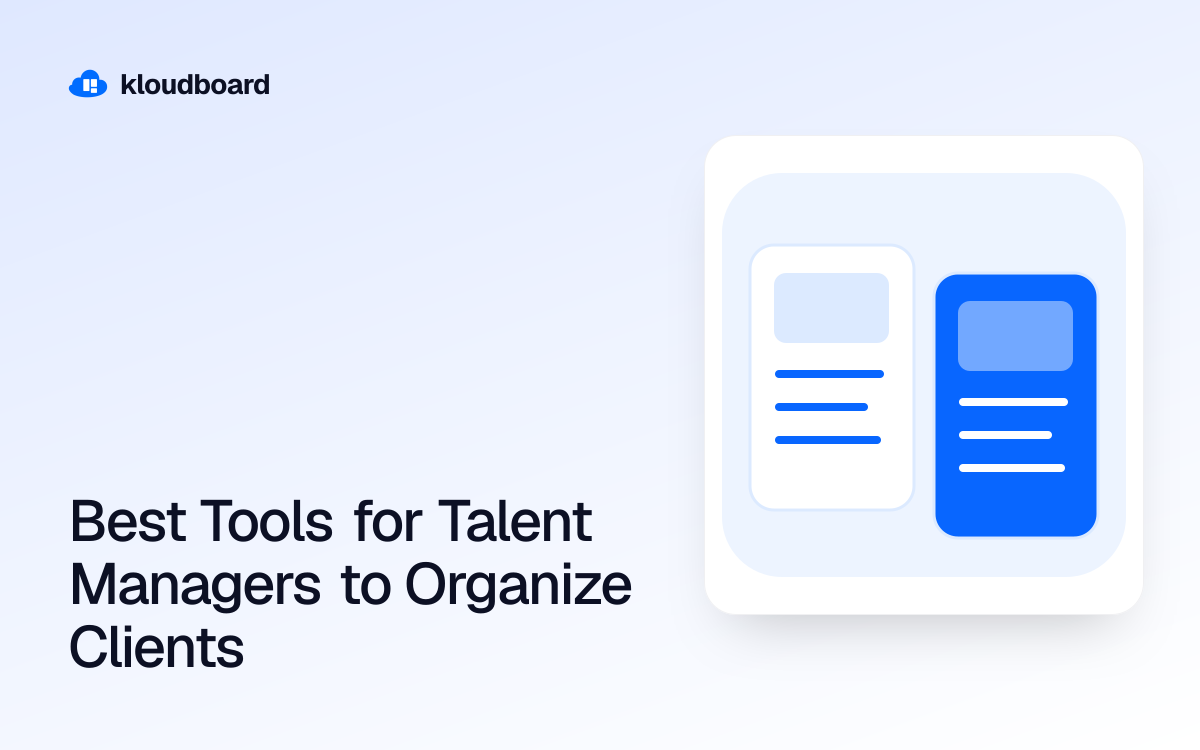 Best Tools for Talent Managers to Organize Clients — two comparison cards side by side.