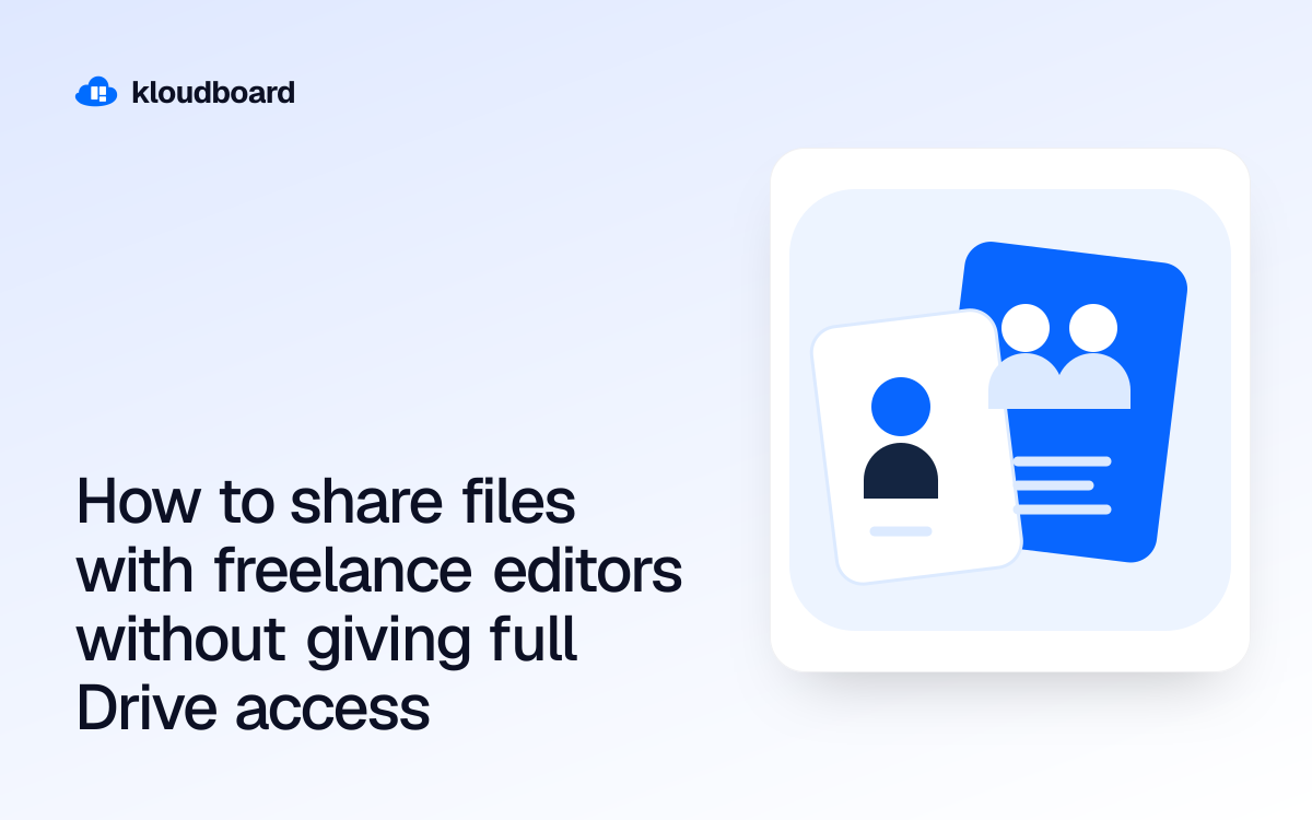 How to share files with freelance editors without giving full Drive access — individual and team profile cards.